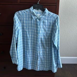 J. Jill Light Blue Window Pane Button Up, 1X